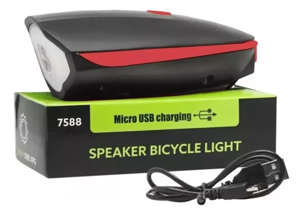 Luz Led Frontal Bicicleta Recargable 250 Lumens Y Bocina - Imagen 3