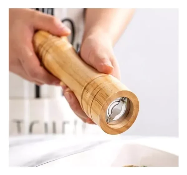 Molinillo Pimentero De Madera Granos Pimient Base Acero 15cm - Imagen 3