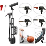 Inflador Bicicleta Aluminio Con Pico Para Pelotas Y Soporte