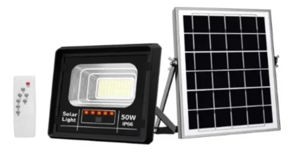 Reflector Solar Led 50w Montable Con Panel Y Control Remoto