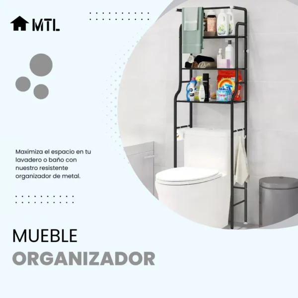 Mueble Organizador Lavadero Lavarropas Baño 3 Estantes - Imagen 2