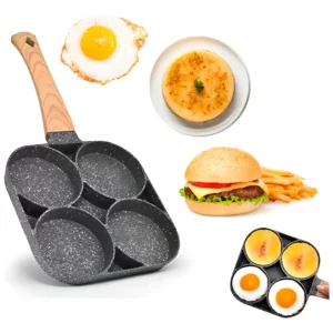 Sartén De Cocina 4 En 1 Multifunción Madera Roca Volcánica Color Negro 4 círculos de 8 cm de diámetro